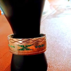 SOLD Vintage Navaho Sterling Silver with Turquoise Inlay bracelet Signed.   SOLD